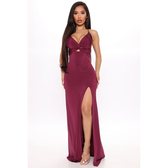 NWT Fashion Nova Pop The Leg Maxi Dress - Magenta - Picture 1 of 4